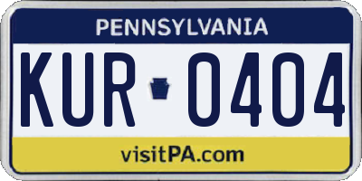 PA license plate KUR0404