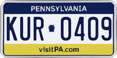 PA license plate KUR0409