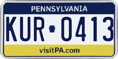 PA license plate KUR0413