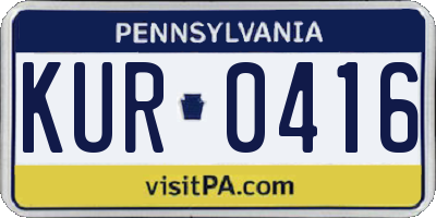 PA license plate KUR0416