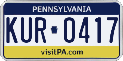 PA license plate KUR0417