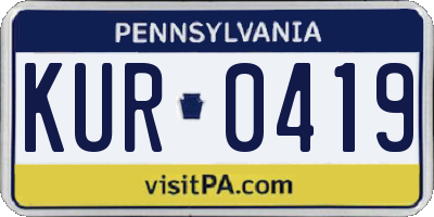 PA license plate KUR0419