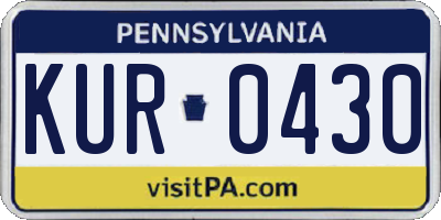 PA license plate KUR0430