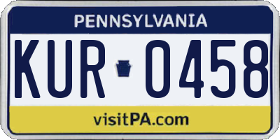 PA license plate KUR0458