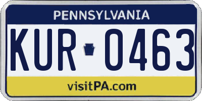 PA license plate KUR0463