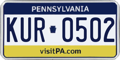 PA license plate KUR0502