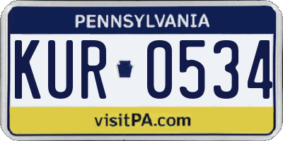 PA license plate KUR0534