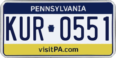 PA license plate KUR0551