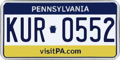 PA license plate KUR0552
