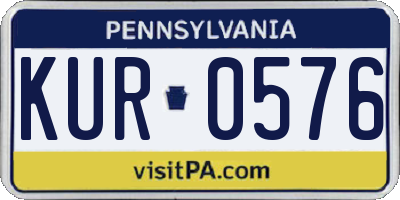 PA license plate KUR0576