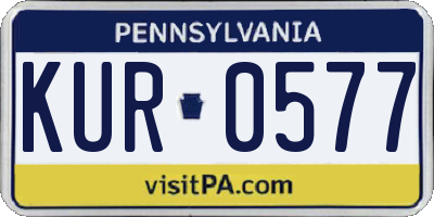 PA license plate KUR0577