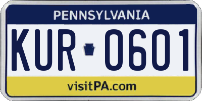 PA license plate KUR0601