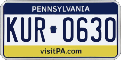 PA license plate KUR0630