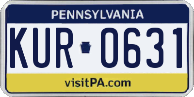 PA license plate KUR0631