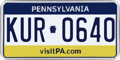 PA license plate KUR0640