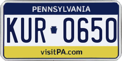 PA license plate KUR0650