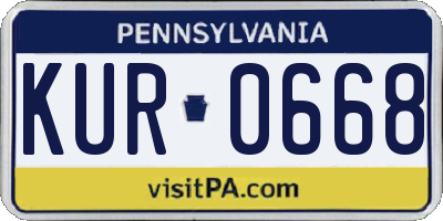 PA license plate KUR0668