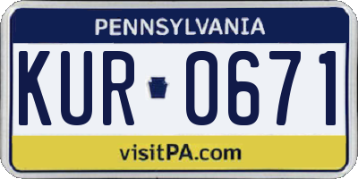 PA license plate KUR0671