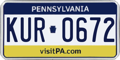 PA license plate KUR0672