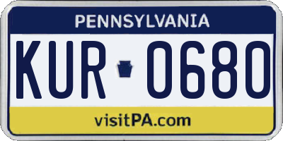 PA license plate KUR0680