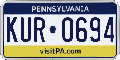 PA license plate KUR0694