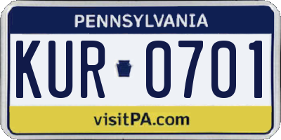 PA license plate KUR0701