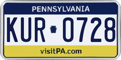 PA license plate KUR0728
