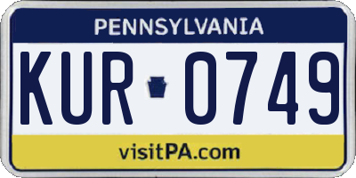PA license plate KUR0749