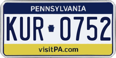 PA license plate KUR0752