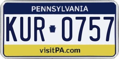 PA license plate KUR0757