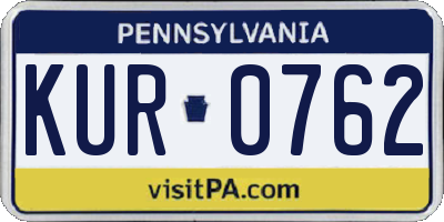 PA license plate KUR0762