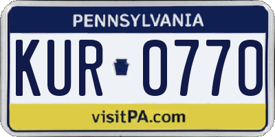 PA license plate KUR0770