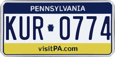 PA license plate KUR0774