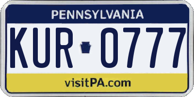 PA license plate KUR0777