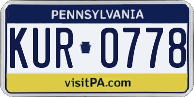 PA license plate KUR0778