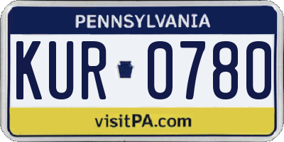PA license plate KUR0780