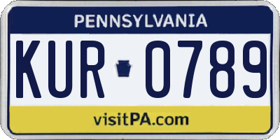PA license plate KUR0789