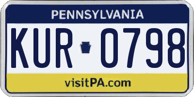 PA license plate KUR0798