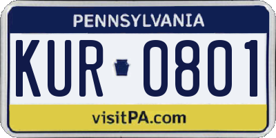 PA license plate KUR0801