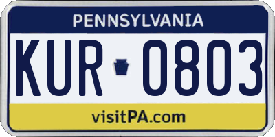 PA license plate KUR0803