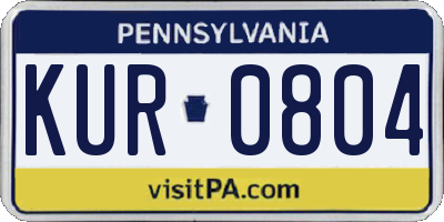 PA license plate KUR0804