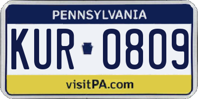 PA license plate KUR0809