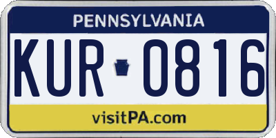 PA license plate KUR0816
