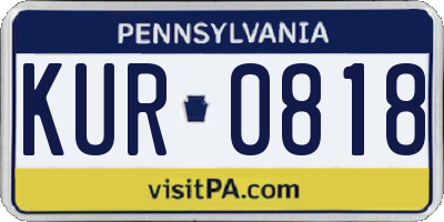 PA license plate KUR0818