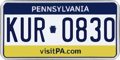 PA license plate KUR0830