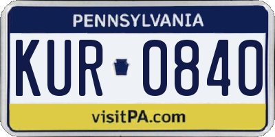 PA license plate KUR0840