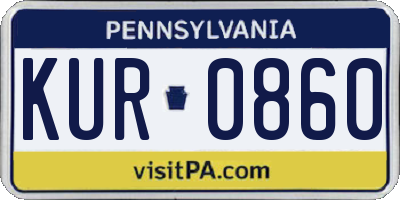 PA license plate KUR0860