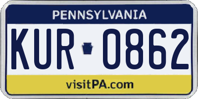 PA license plate KUR0862
