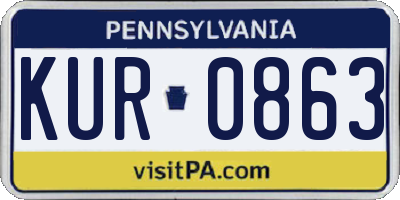 PA license plate KUR0863