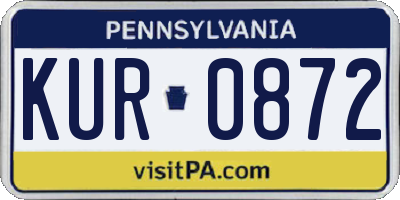 PA license plate KUR0872